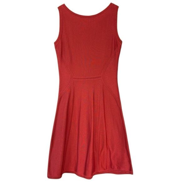 Peruvian Connection Pima Cotton Knit Fit and Flare Dress Orange Women's Medium - Picture 2 of 8